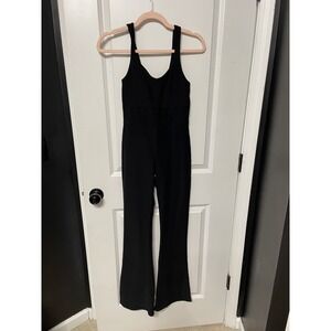 Wilo The Label Women's Flare Jumpsuit in Black Size Small Athleisure Ribbed